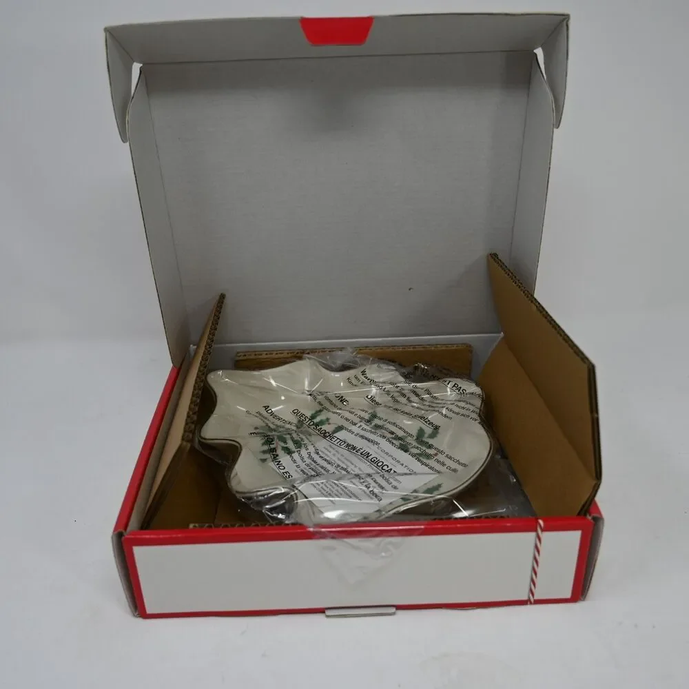 Lenox Holiday Tree Candy Dish Porcelain Gold Trim New Box Wear